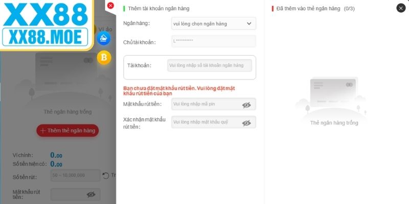 Điều kiện cơ bản để thực hiện rút tiền XX88